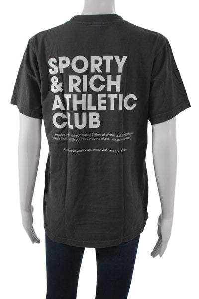 Sporty & Rich Women Basic T-Shirt Gray Crew Neck Cotton Short Sleeve Size S