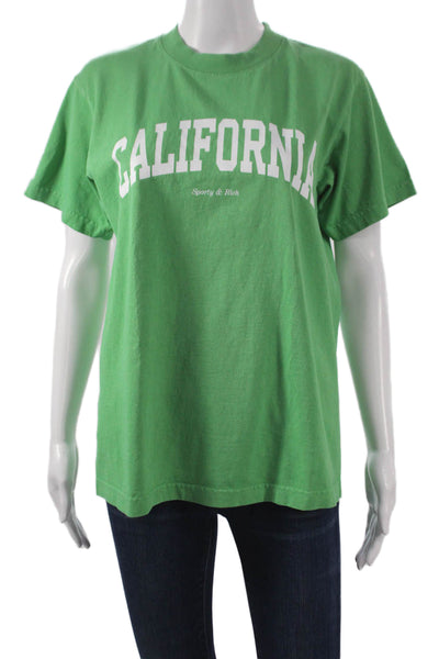 Sporty & Rich Women Basic Cotton Crew Neck Short Sleeve T-Shirt Green Size S