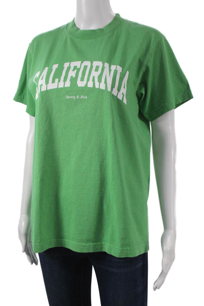 Sporty & Rich Women Basic Cotton Crew Neck Short Sleeve T-Shirt Green Size S