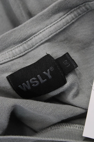 WSLY Womens Basic T-Shirt Green Crew Neck Short Sleeve Organic Cotton Size L