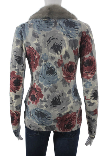 Anna Rachele Women Merino Wool Floral Cardigan Multicolor Long Sleeve Size S