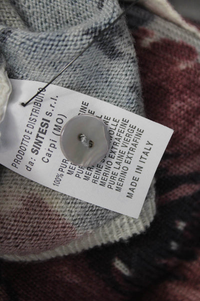 Anna Rachele Women Merino Wool Floral Cardigan Multicolor Long Sleeve Size S