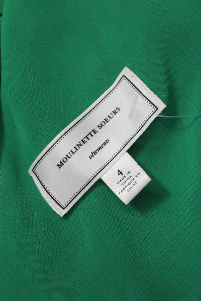 Moulinette Soeurs Anthropologie Women Silk Green Animal Print Wrap Dress Size 4
