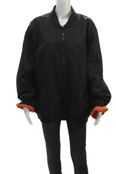 Michael Kors Womens Bomber Jacket Black Polyester Zip Size 2XL