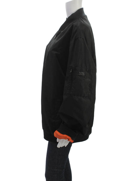 Michael Kors Womens Bomber Jacket Black Polyester Zip Size 2XL