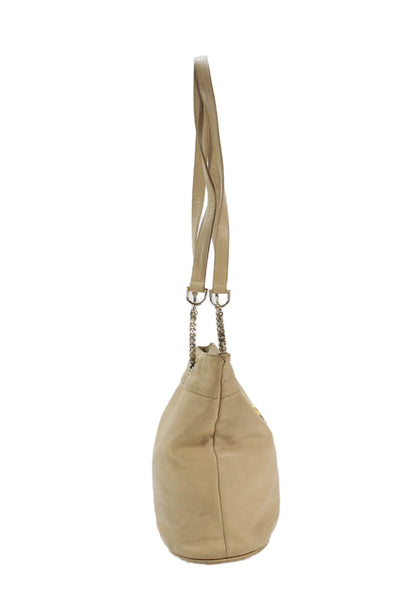 Paloma Picasso Women's Snap Closure Leather Beige Shoulder Handbag