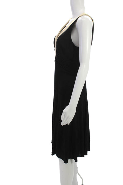 Kay Unger Womens Fit & Flare Dress Black V-Neck Sleeveless Rayon Short Size 8