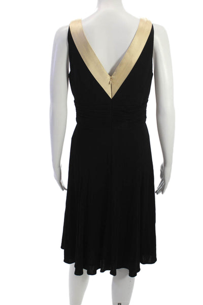 Kay Unger Womens Fit & Flare Dress Black V-Neck Sleeveless Rayon Short Size 8