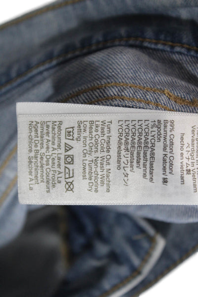 J Crew Womens Wide Leg Jeans Blue Cotton Mid Rise Button Size 28