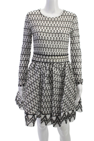 Maje Womens Fit & Flare Dress Black Long Sleeve Round Neck Zip Size 3