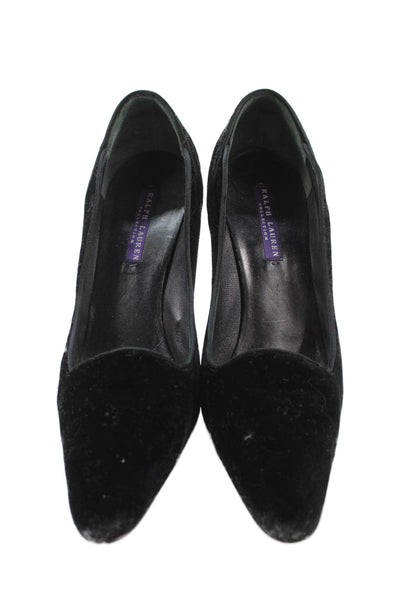 Ralph Lauren Collection Womens Velvet Pointed Toe Pumps Black Size 9 B