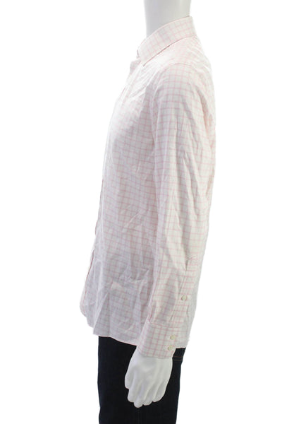 Brooks Brothers Mens Cotton Geometric Print Button Down Shirt Pink Size 15.5
