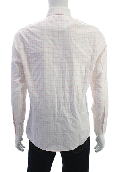 Brooks Brothers Mens Cotton Geometric Print Button Down Shirt Pink Size 15.5