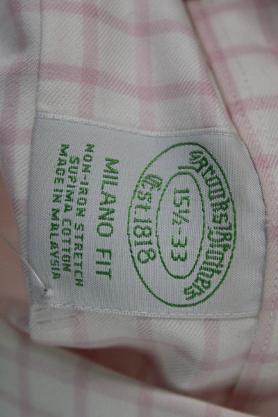 Brooks Brothers Mens Cotton Geometric Print Button Down Shirt Pink Size 15.5