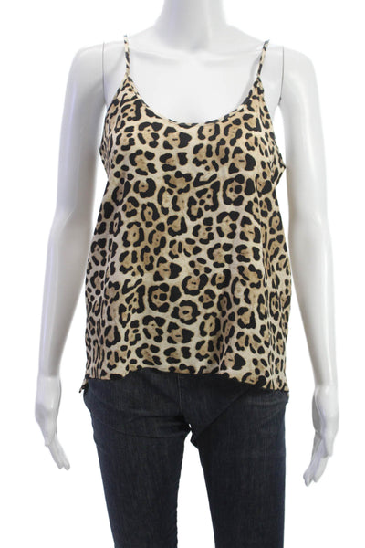 ATM Women Silk Leopard Print Camisole Scoop Neck Sleeveless Multicolor Size S