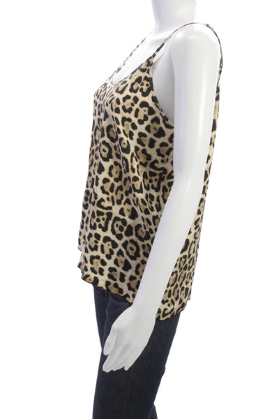 ATM Women Silk Leopard Print Camisole Scoop Neck Sleeveless Multicolor Size S