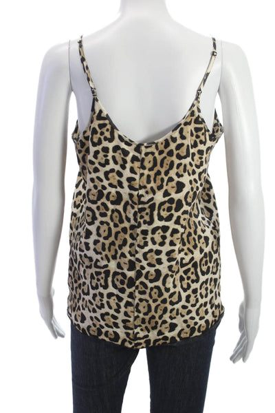 ATM Women Silk Leopard Print Camisole Scoop Neck Sleeveless Multicolor Size S