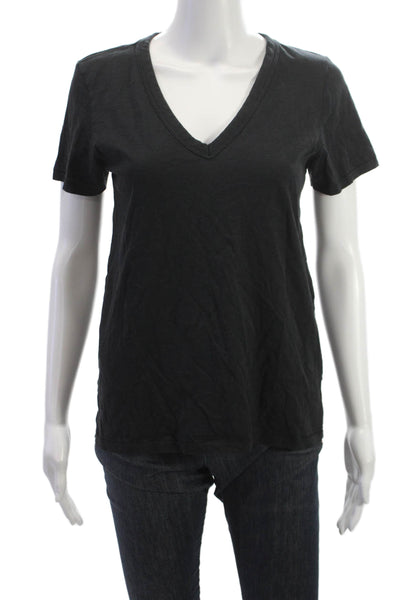 Rag & Bone Women Basic Black V-Neck Short Sleeve T-Shirt Pima Cotton Size S