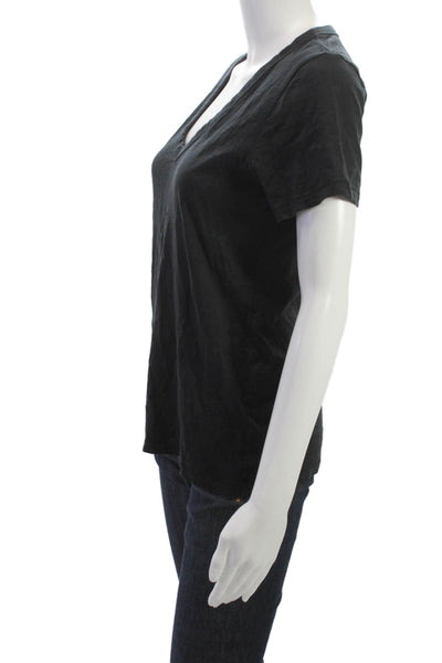 Rag & Bone Women Basic Black V-Neck Short Sleeve T-Shirt Pima Cotton Size S