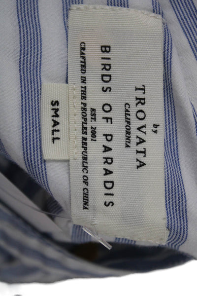 Birds of Paradis by Trovata Women Blue Striped Short Sleeve Blouse Size S