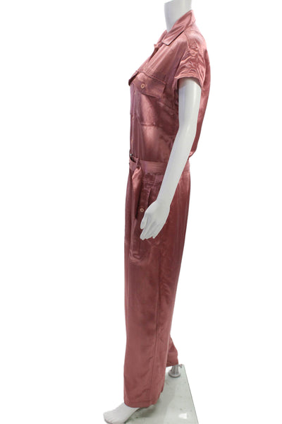 Sies Marjan Women Jumpsuit Pink Collared Short Sleeve Viscose Button Size 2