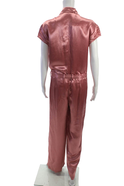 Sies Marjan Women Jumpsuit Pink Collared Short Sleeve Viscose Button Size 2