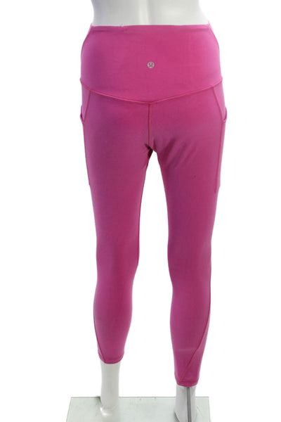 Lululemon Women Pink Ankle Leggings Nylon Sports Pull On Size 6