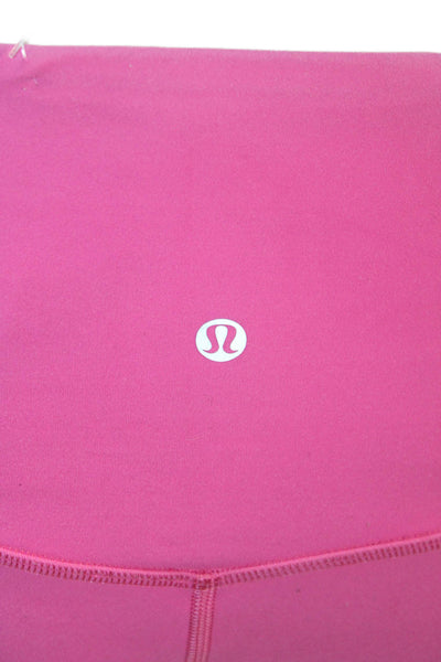 Lululemon Women Pink Ankle Leggings Nylon Sports Pull On Size 6