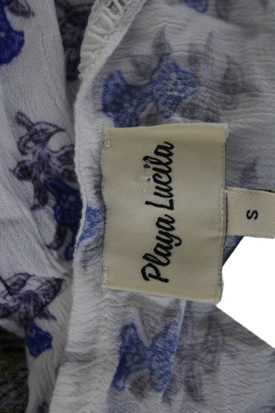 Playa Lucila Womens Mini Floral Viscose V-Neck 3/4 Sleeve Short Dress Size S