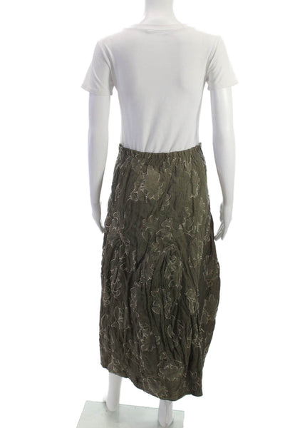 Oska Women Green Floral Cotton Midi Skirt Size 1