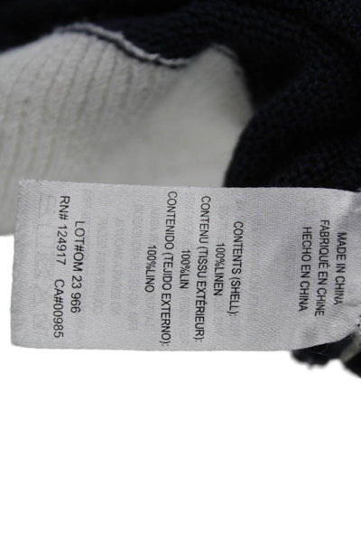 ONIA Womens Linen Collared Basic Polo Short Sleeve Blue Size S