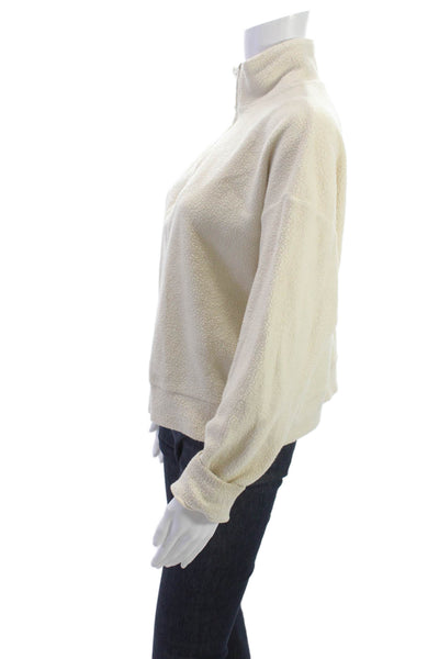 Monrow Womens Pullover Ivory Cotton Mock Neck Long Sleeve Size S