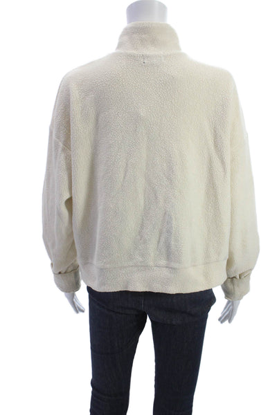 Monrow Womens Pullover Ivory Cotton Mock Neck Long Sleeve Size S