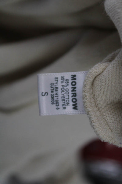 Monrow Womens Pullover Ivory Cotton Mock Neck Long Sleeve Size S