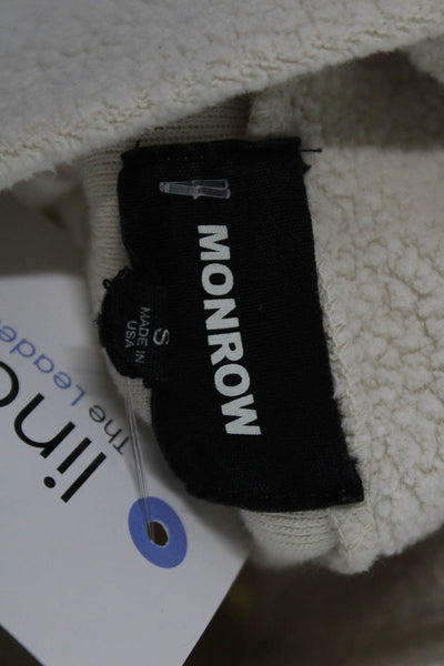 Monrow Womens Pullover Ivory Cotton Mock Neck Long Sleeve Size S