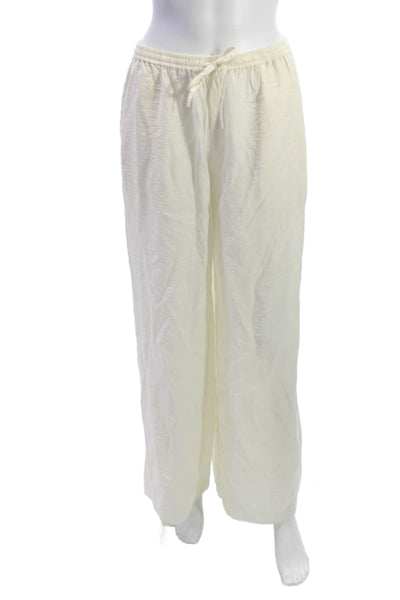 ONIA Women Ivory Drawstring Viscose Pants Size M