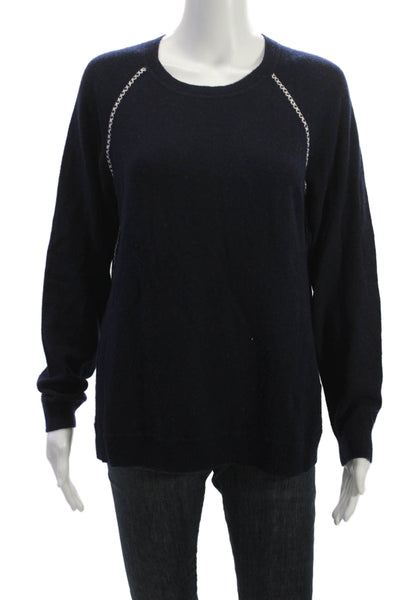 Joie Womens Pullover Cashmere Sweater Blue Round Neck Long Sleeve Size M