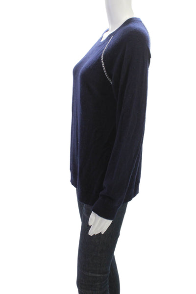 Joie Womens Pullover Cashmere Sweater Blue Round Neck Long Sleeve Size M