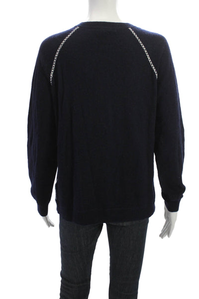 Joie Womens Pullover Cashmere Sweater Blue Round Neck Long Sleeve Size M