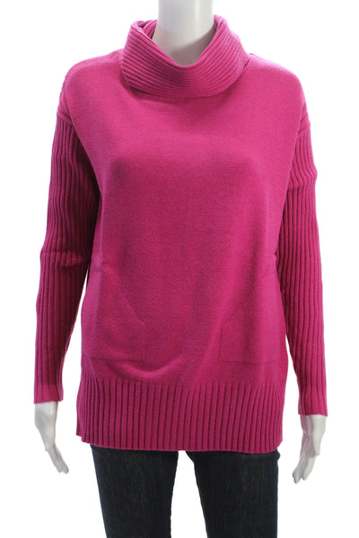 Renuar Women Pullover Sweater Pink Cowl Neck Long Sleeve 50% Viscose Size XL