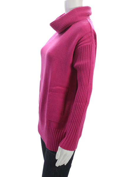 Renuar Women Pullover Sweater Pink Cowl Neck Long Sleeve 50% Viscose Size XL