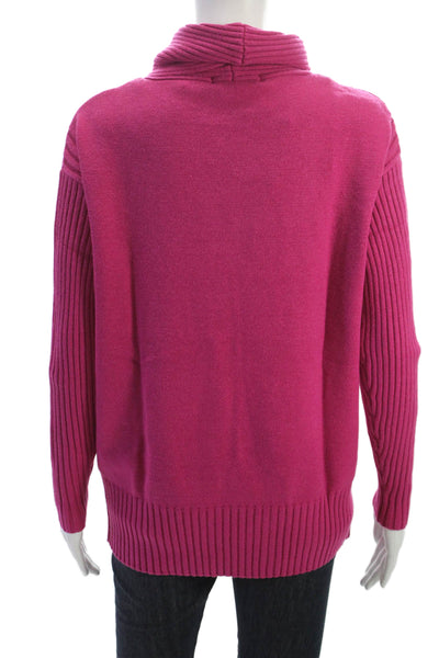 Renuar Women Pullover Sweater Pink Cowl Neck Long Sleeve 50% Viscose Size XL