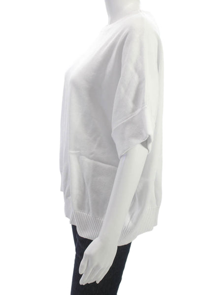 Renuar Womens Pullover White Round Neck Short Sleeve 100% Cotton Size XS