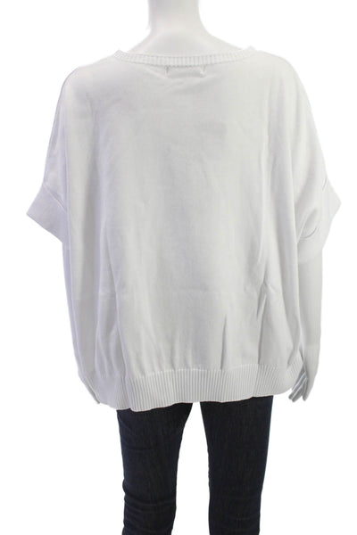 Renuar Womens Pullover White Round Neck Short Sleeve 100% Cotton Size XS