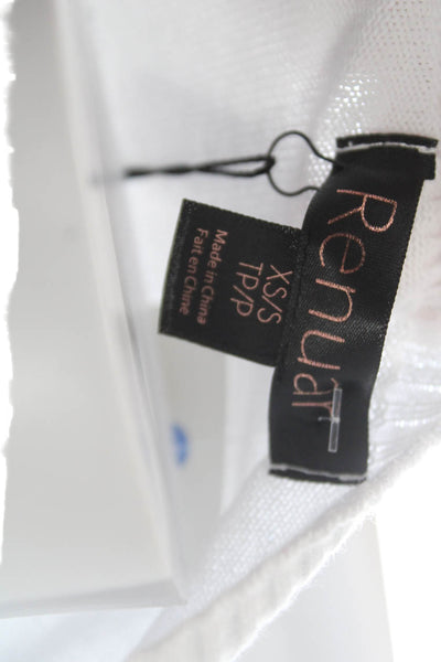 Renuar Womens Pullover White Round Neck Short Sleeve 100% Cotton Size XS