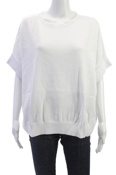 Renuar Womens Pullover Sweater White Cotton Short Sleeve Round Neck Size XL