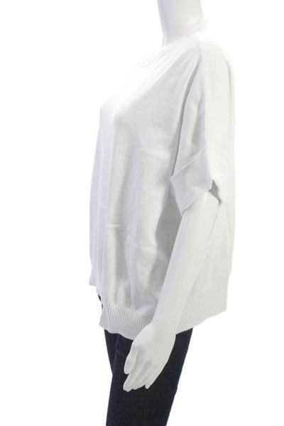 Renuar Womens Pullover Sweater White Cotton Short Sleeve Round Neck Size XL