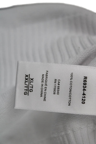 Renuar Womens Pullover Sweater White Cotton Short Sleeve Round Neck Size XL