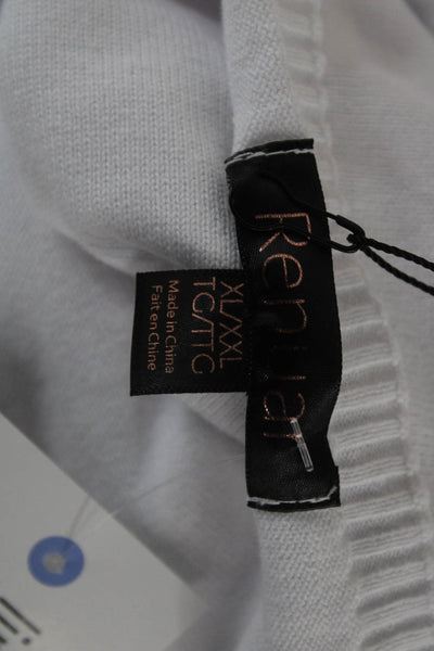 Renuar Womens Pullover Sweater White Cotton Short Sleeve Round Neck Size XL