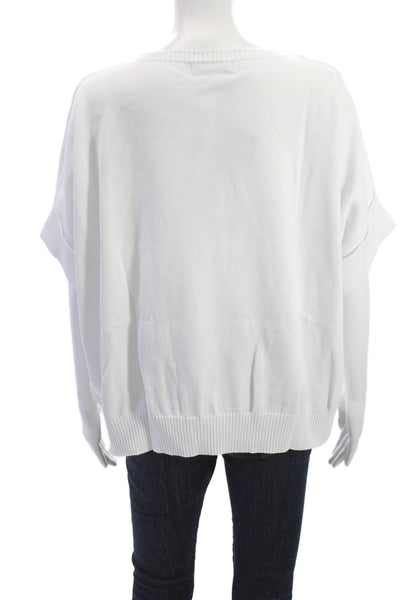Renuar Women Basic White Cotton Crew Neck Short Sleeve T-Shirt Size M